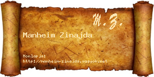 Manheim Zinajda névjegykártya